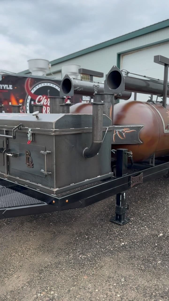Chris's County Barbecue trailer build: warming box, twin stacks and a patina cook chamber